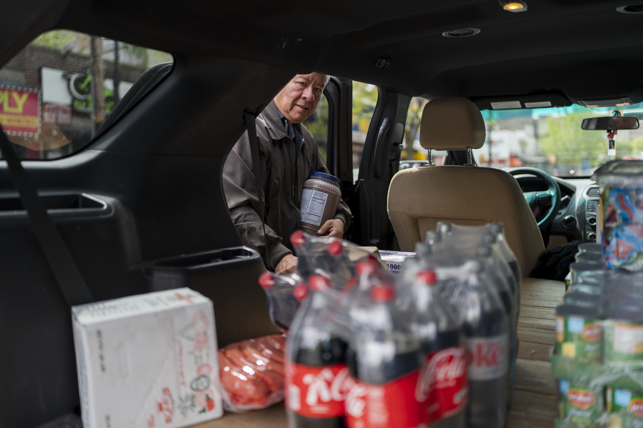 The trunk is packed with produce and supplies for the trip back to Melrose Avenue.