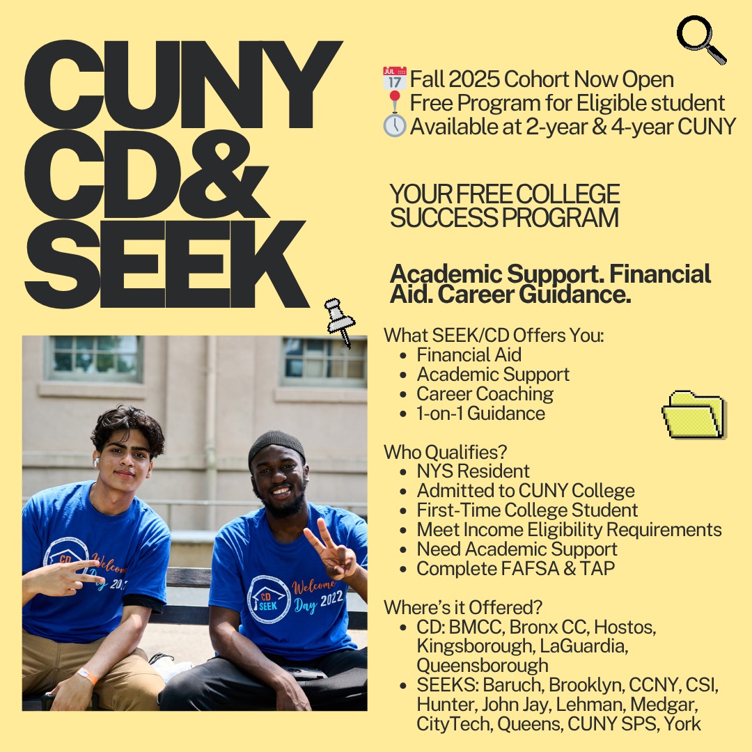 Summer 2025 standalone College Discovery and SEEK post summarizing eligibility and student support.